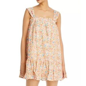 Aqua at Bloomingdale’s Floral Eyelet Peplum Hem Mini Dress in Orange Multicolor